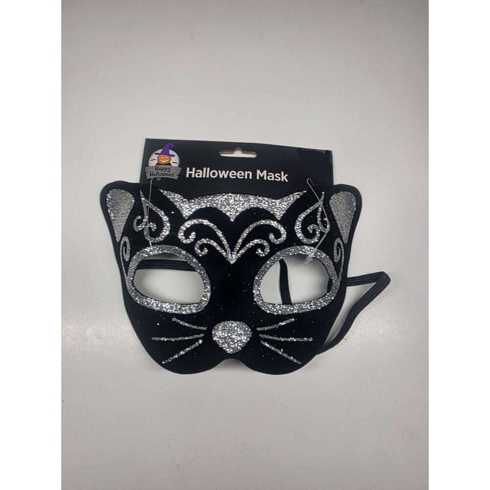 Masquerade Mask Venetian/Party/Mardi Gras/Halloween Costume Cat/Black/Green NEW